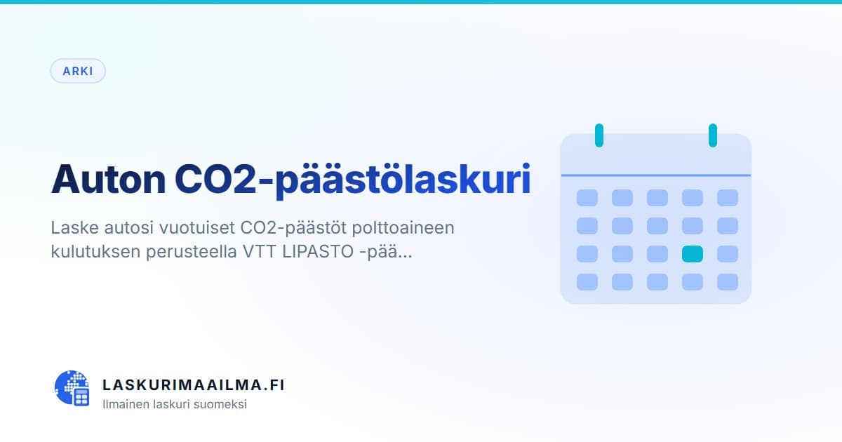 Auton CO2-päästölaskuri – Laske autosi vuotuiset CO2-päästöt polttoaineen kulutuksen perusteella VTT LIPASTO -pää…