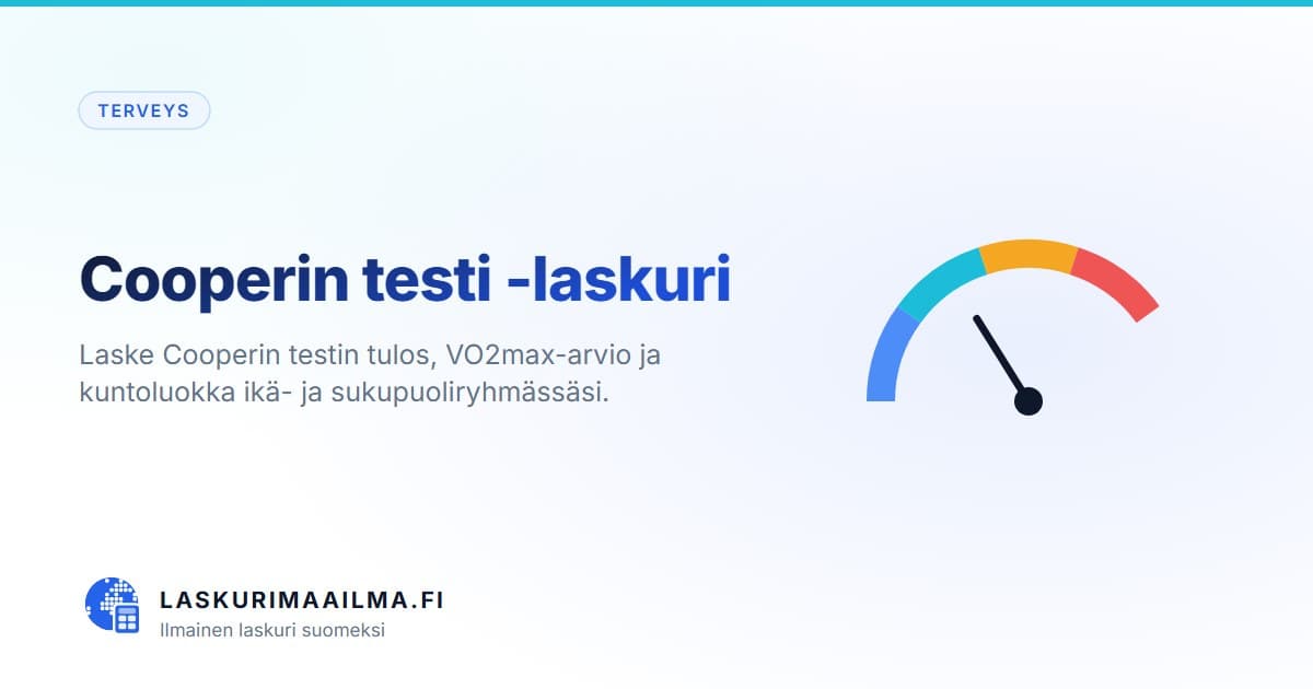 Cooperin testi -laskuri – Laske Cooperin testin tulos, VO2max-arvio ja kuntoluokka ikä- ja sukupuoliryhmässäsi