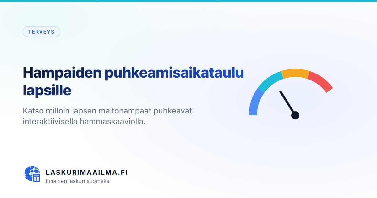 Hampaiden puhkeamisaikataulu lapsille – Katso milloin lapsen maitohampaat puhkeavat interaktiivisella hammaskaaviolla