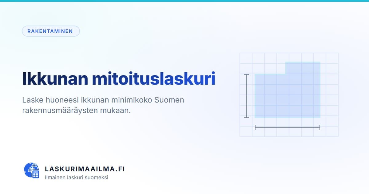 Ikkunan mitoituslaskuri – Laske huoneesi ikkunan minimikoko Suomen rakennusmääräysten mukaan