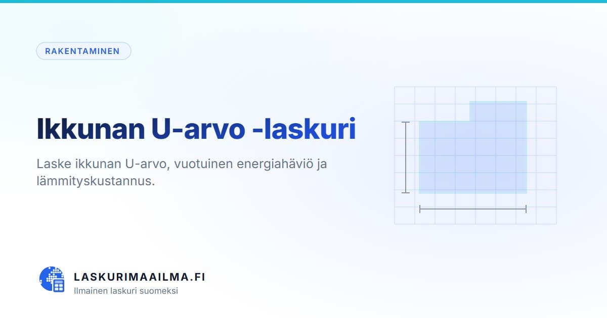 Ikkunan U-arvo -laskuri – Laske ikkunan U-arvo, vuotuinen energiahäviö ja lämmityskustannus