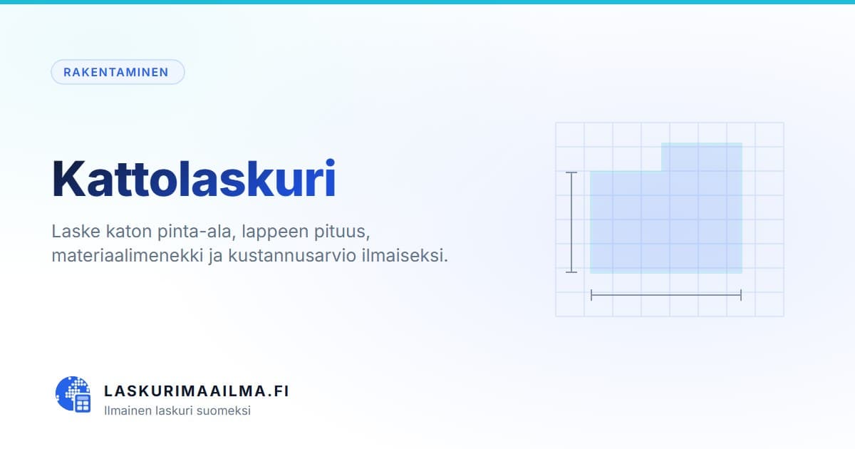 Kattolaskuri – Laske katon pinta-ala, lappeen pituus, materiaalimenekki ja kustannusarvio ilmaiseksi