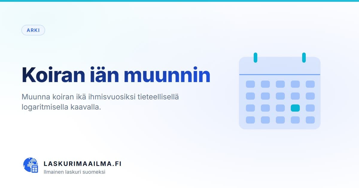 Koiran iän muunnin – Muunna koiran ikä ihmisvuosiksi tieteellisellä logaritmisella kaavalla