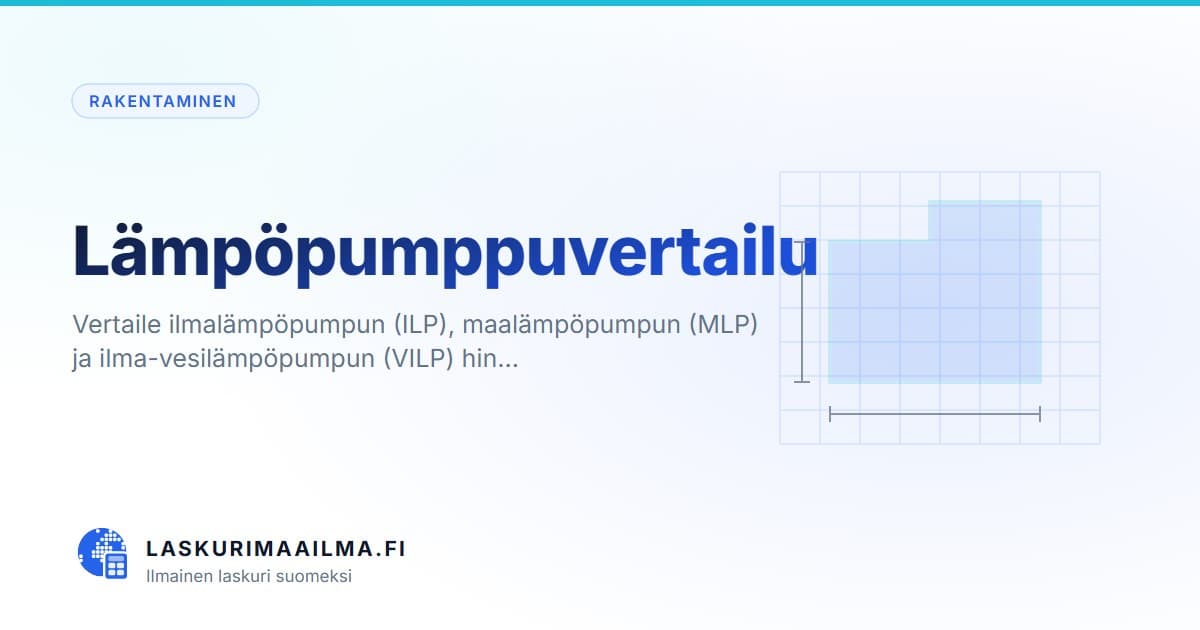 Lämpöpumppuvertailu – Vertaile ilmalämpöpumpun (ILP), maalämpöpumpun (MLP) ja ilma-vesilämpöpumpun (VILP) hin…