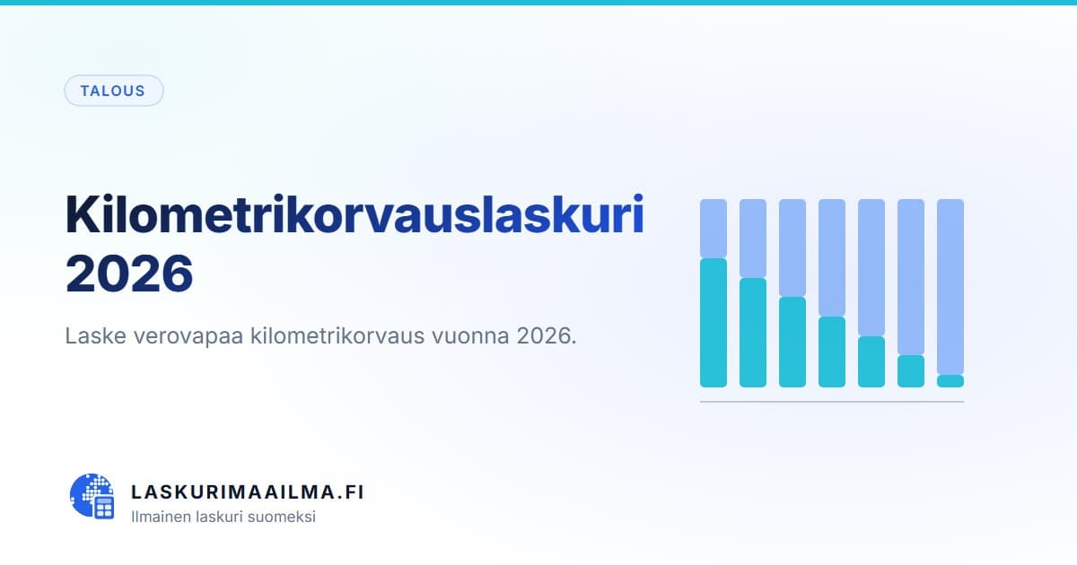 Kilometrikorvauslaskuri 2026 – Laske verovapaa kilometrikorvaus vuonna 2026