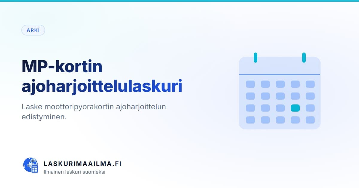 MP-kortin ajoharjoittelulaskuri – Laske moottoripyorakortin ajoharjoittelun edistyminen