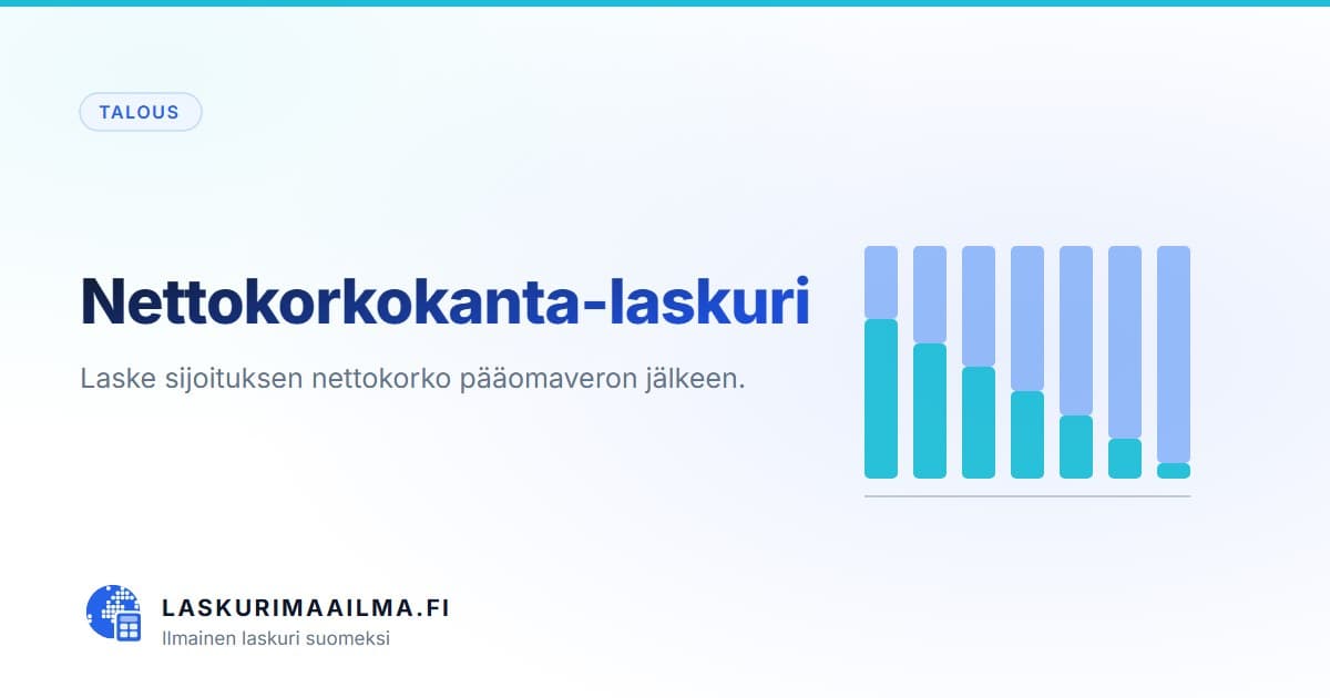 Nettokorkokanta-laskuri – Laske sijoituksen nettokorko pääomaveron jälkeen