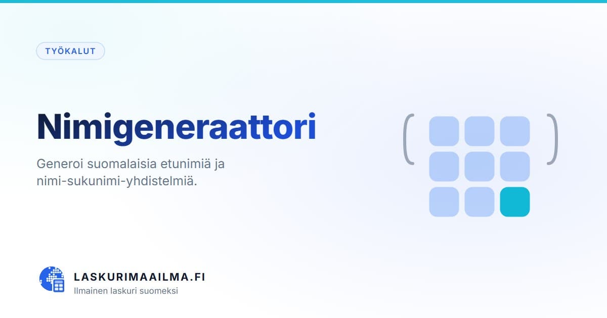 Nimigeneraattori – Generoi suomalaisia etunimiä ja nimi-sukunimi-yhdistelmiä