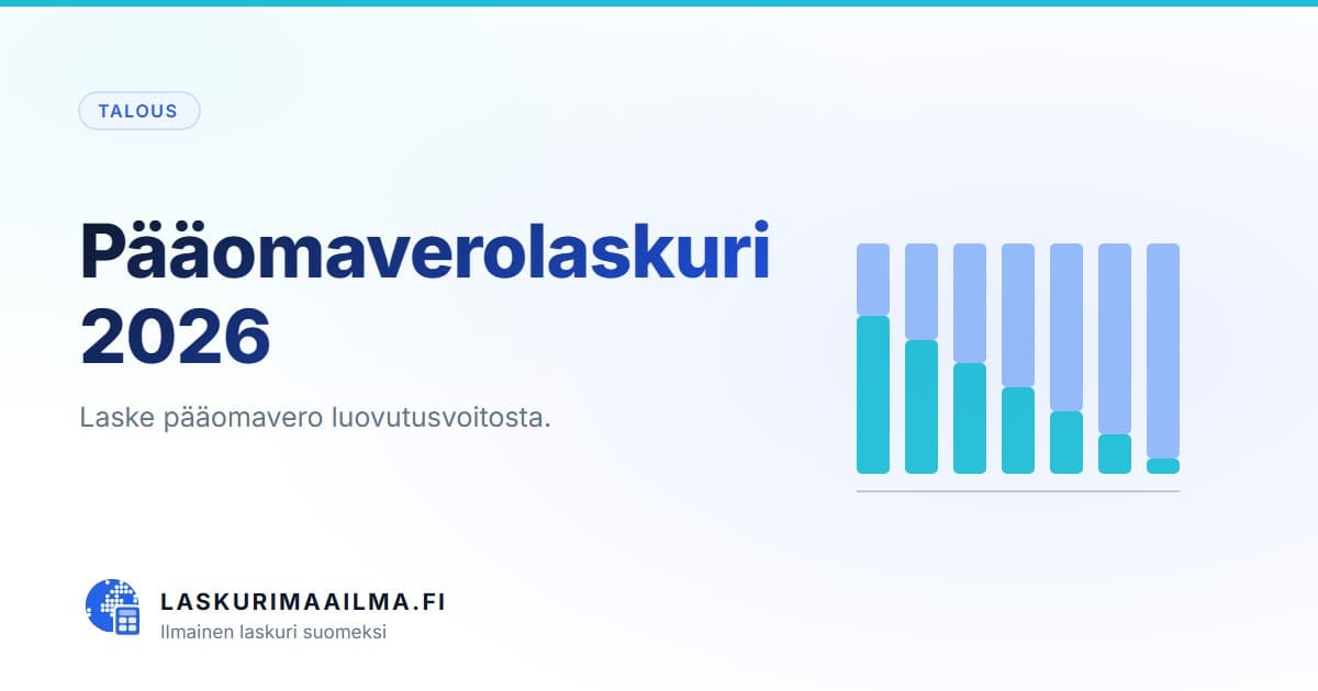 Pääomaverolaskuri 2026 – Laske pääomavero luovutusvoitosta