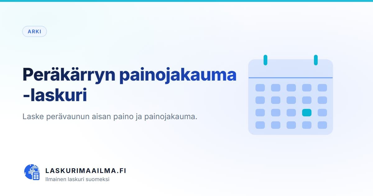 Peräkärryn painojakauma -laskuri – Laske perävaunun aisan paino ja painojakauma