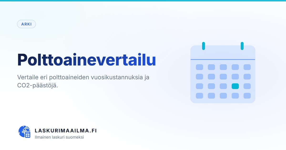 Polttoainevertailu – Vertaile eri polttoaineiden vuosikustannuksia ja CO2-päästöjä