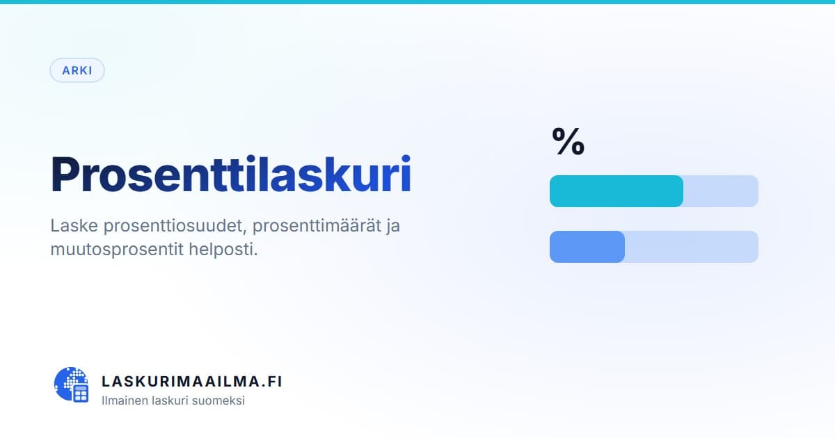 Prosenttilaskuri – Laske prosenttiosuudet, prosenttimäärät ja muutosprosentit helposti