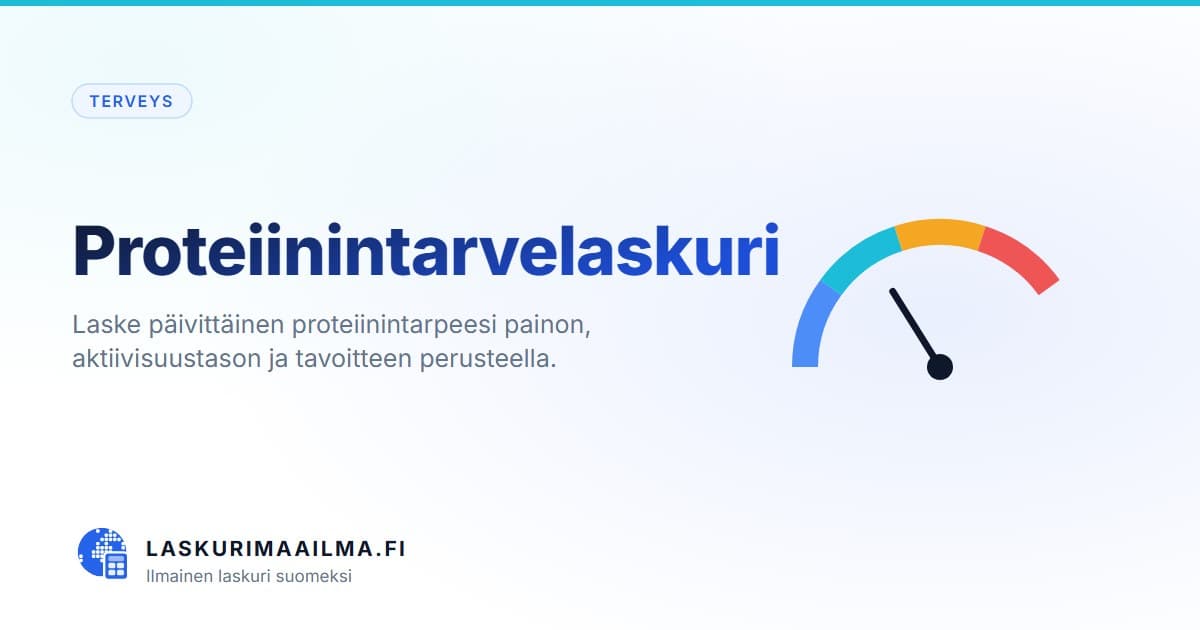 Proteiinintarvelaskuri – Laske päivittäinen proteiinintarpeesi painon, aktiivisuustason ja tavoitteen perusteella