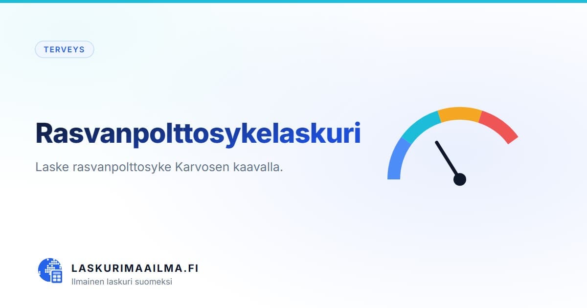 Rasvanpolttosykelaskuri – Laske rasvanpolttosyke Karvosen kaavalla