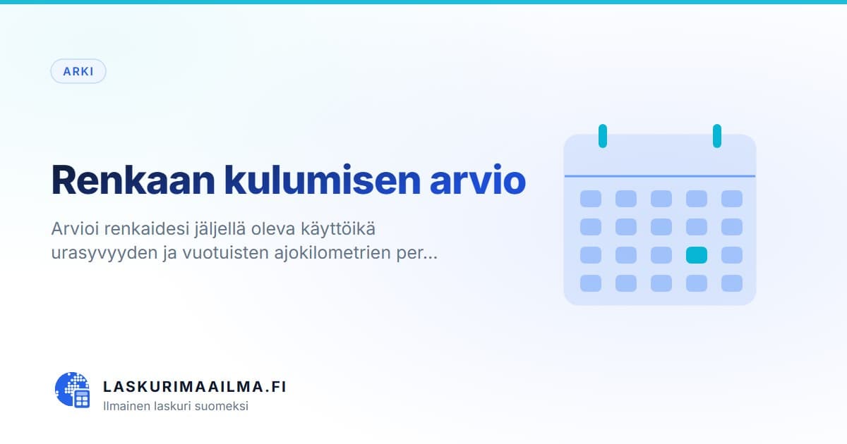 Renkaan kulumisen arvio – Arvioi renkaidesi jäljellä oleva käyttöikä urasyvyyden ja vuotuisten ajokilometrien per…