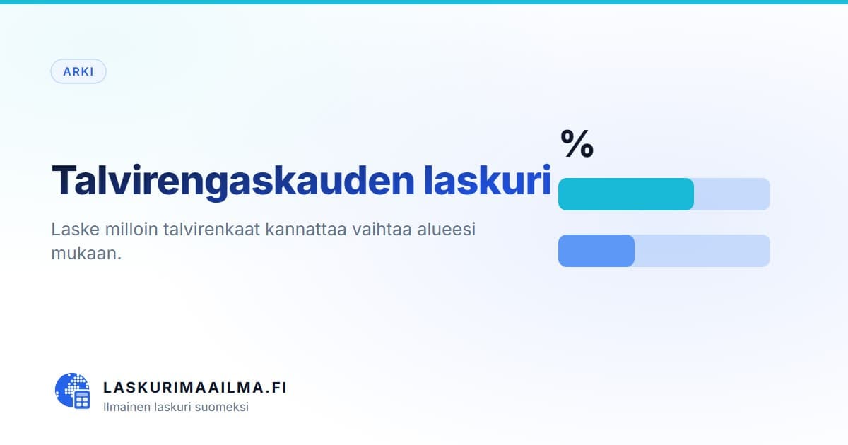 Talvirengaskauden laskuri – Laske milloin talvirenkaat kannattaa vaihtaa alueesi mukaan