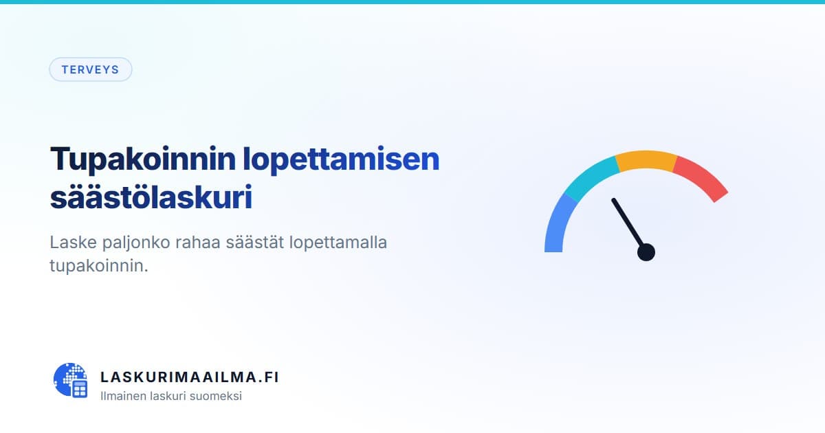 Tupakoinnin lopettamisen säästölaskuri – Laske paljonko rahaa säästät lopettamalla tupakoinnin