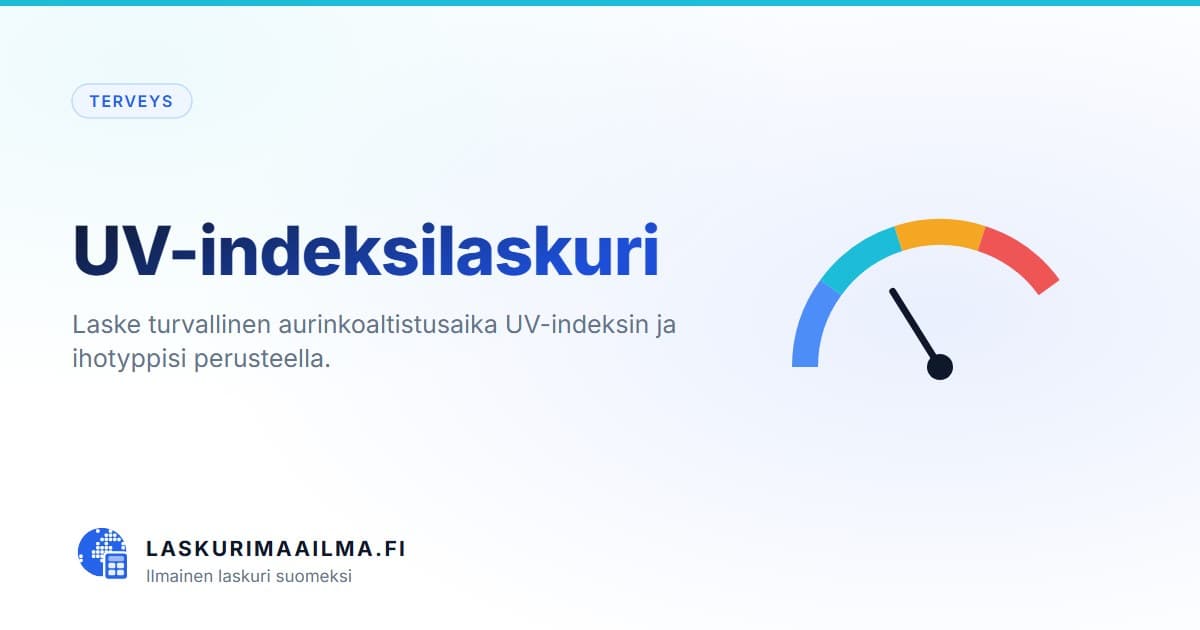 UV-indeksilaskuri – Laske turvallinen aurinkoaltistusaika UV-indeksin ja ihotyppisi perusteella