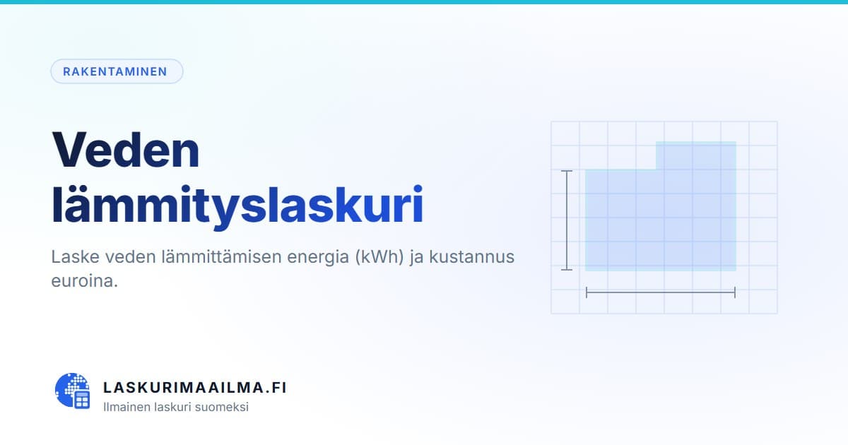 Veden lämmityslaskuri – Laske veden lämmittämisen energia (kWh) ja kustannus euroina