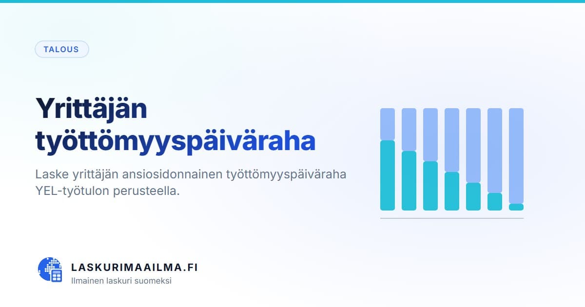 Yrittäjän työttömyyspäiväraha – Laske yrittäjän ansiosidonnainen työttömyyspäiväraha YEL-työtulon perusteella