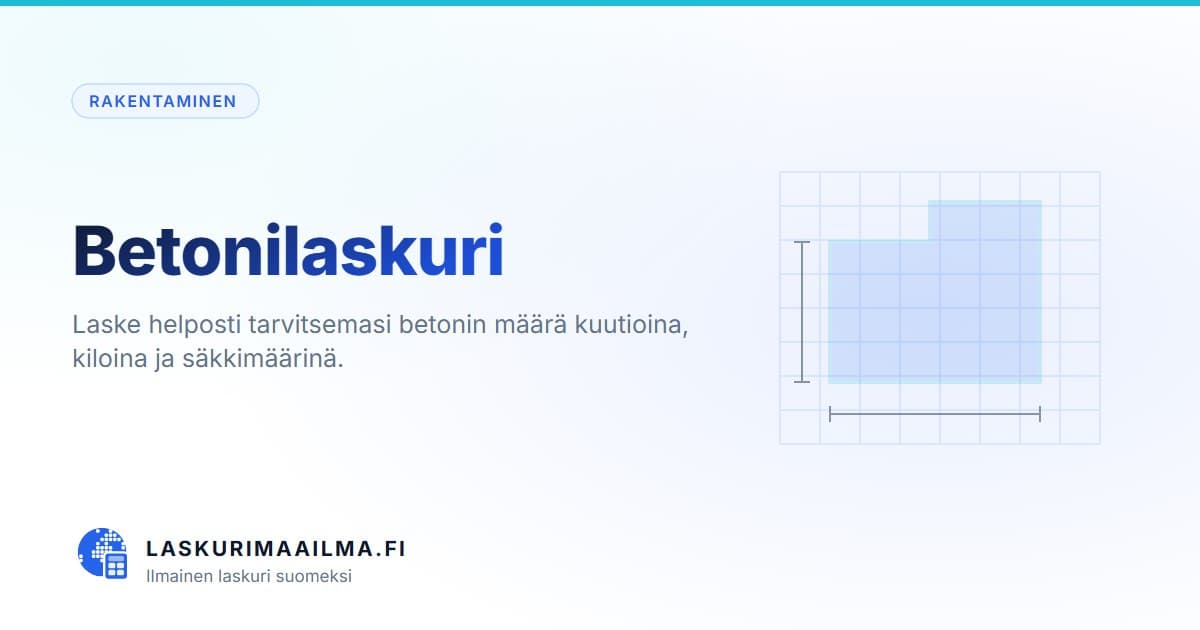 Betonilaskuri – Laske helposti tarvitsemasi betonin määrä kuutioina, kiloina ja säkkimäärinä