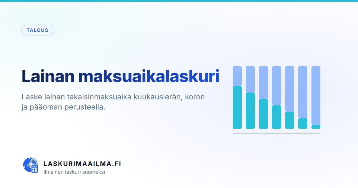Lainan maksuaikalaskuri – Laske lainan takaisinmaksuaika kuukausierän, koron ja pääoman perusteella
