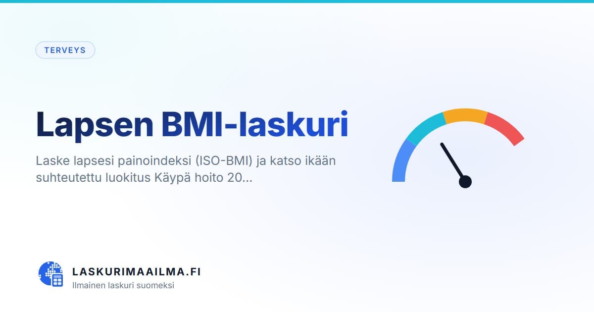 Lapsen BMI-laskuri – Laske lapsesi painoindeksi (ISO-BMI) ja katso ikään suhteutettu luokitus Käypä hoito 20…