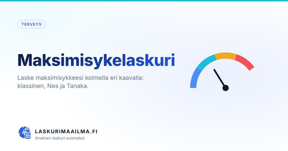 Maksimisykelaskuri – Laske maksimisykkeesi kolmella eri kaavalla: klassinen, Nes ja Tanaka