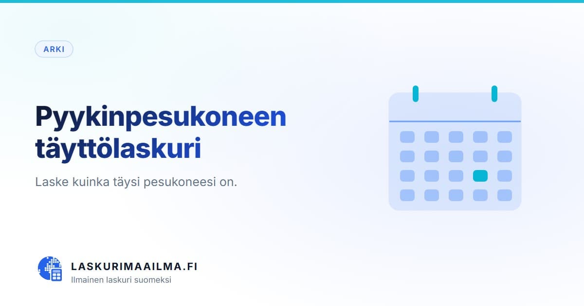 Pyykinpesukoneen täyttölaskuri – Laske kuinka täysi pesukoneesi on