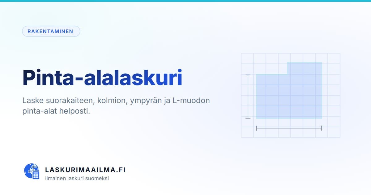 Pinta-alalaskuri – Laske suorakaiteen, kolmion, ympyrän ja L-muodon pinta-alat helposti