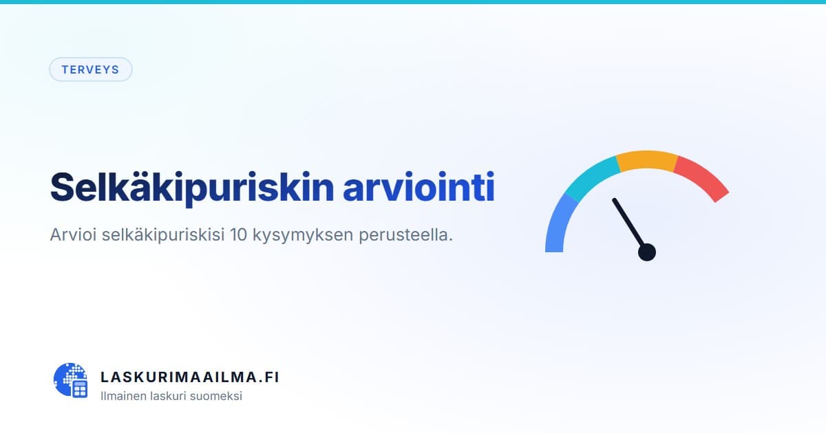 Selkäkipuriskin arviointi – Arvioi selkäkipuriskisi 10 kysymyksen perusteella