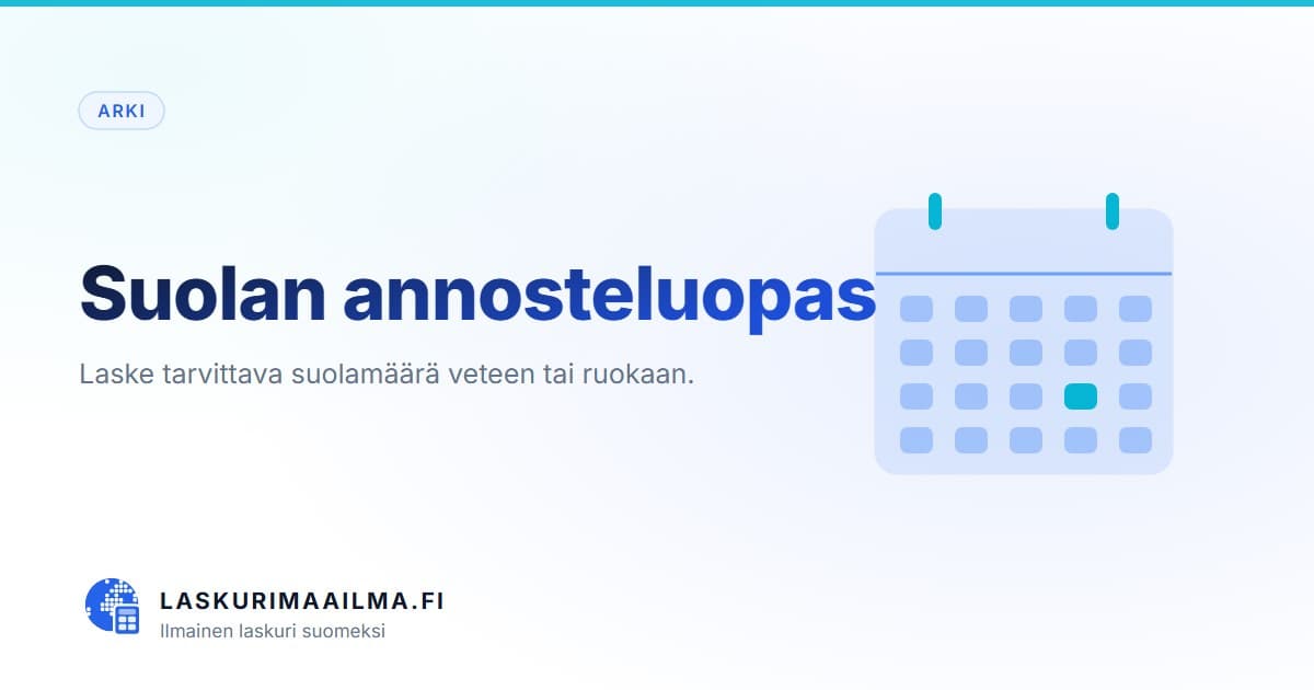 Suolan annosteluopas – Laske tarvittava suolamäärä veteen tai ruokaan