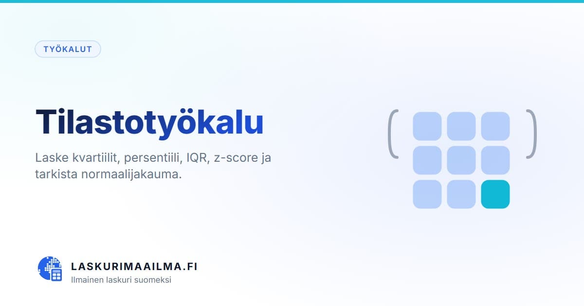 Tilastotyökalu – Laske kvartiilit, persentiili, IQR, z-score ja tarkista normaalijakauma