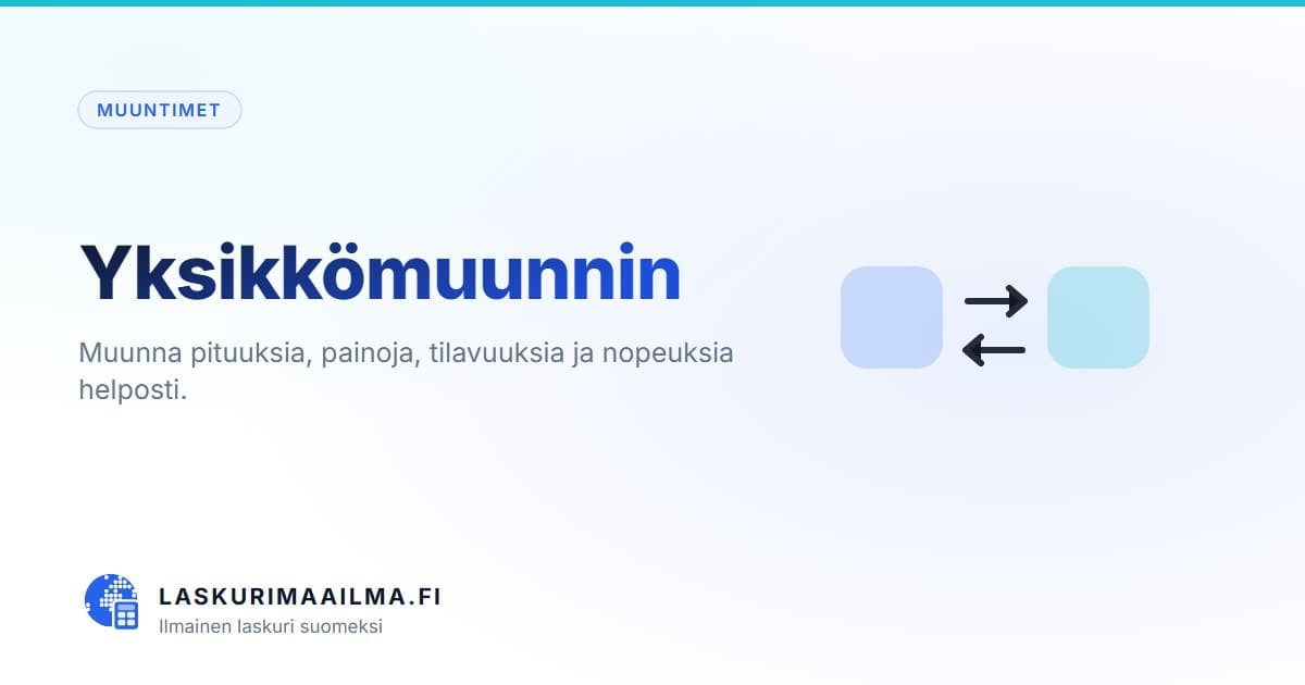 Yksikkömuunnin – Muunna pituuksia, painoja, tilavuuksia ja nopeuksia helposti