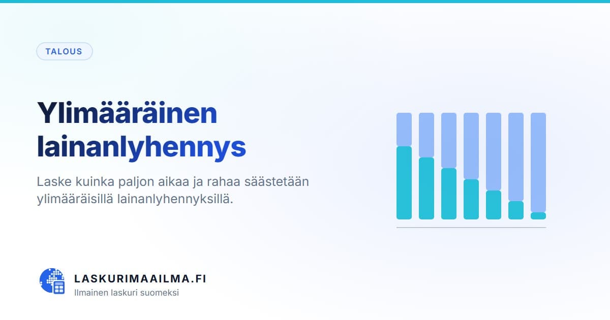 Ylimääräinen lainanlyhennys – Laske kuinka paljon aikaa ja rahaa säästetään ylimääräisillä lainanlyhennyksillä